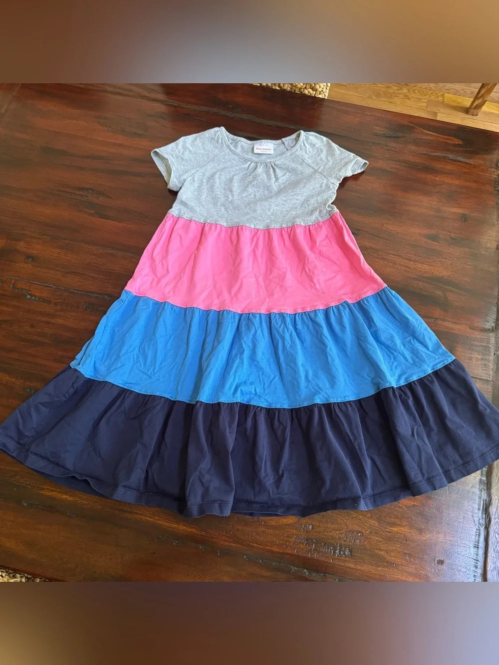 Hanna Andersson color blocked tiered dress size 8 years EUC